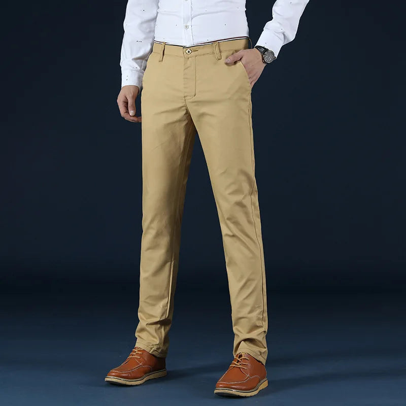 2024 New Korean Men Casual Pants Slim Fit Trousers High Quality Straight Pants Men