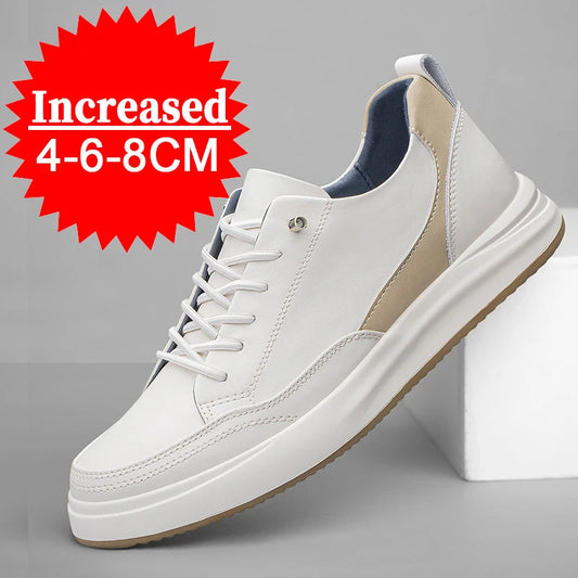 Men Elevator Shoes 4/6/8CM Invisible Inner Heightening Shoe High Quality Leather Outdoor Casual Sports Shoes Walking Work Shoes