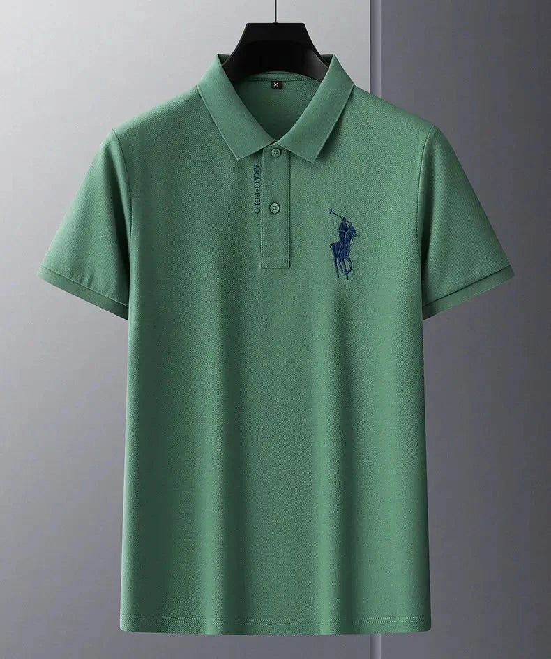 Men's half sleeved embroidered polo shirt, luxurious, fashionable and elegant embroidered T-shirt, 100% pure cotton casual shirt