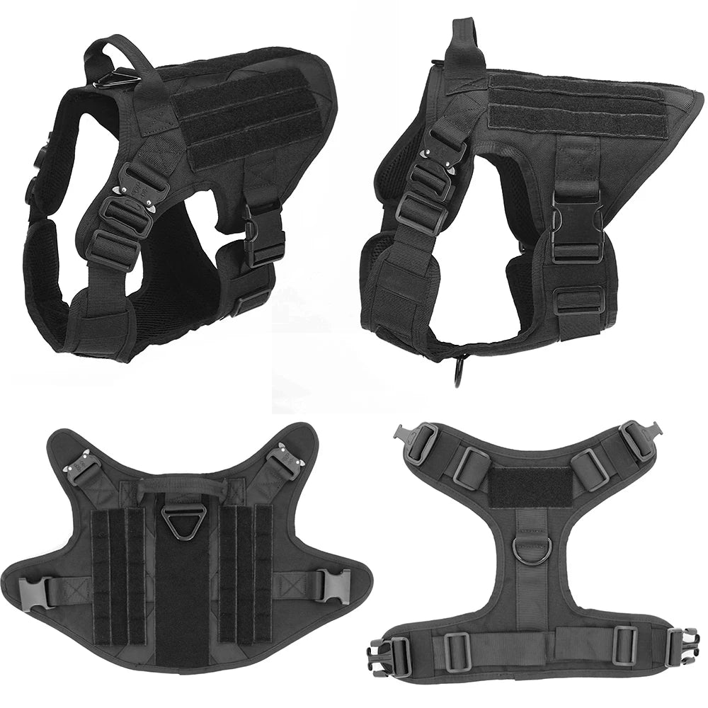 Tactical Dog Harness Leash Collar Set Large Pet German Shepherd Malinois Training Harnesses Walking Vest For Medium Large Dogs