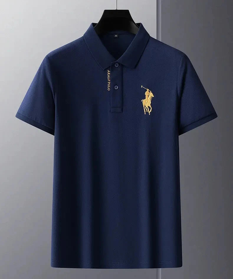 Men's half sleeved embroidered polo shirt, luxurious, fashionable and elegant embroidered T-shirt, 100% pure cotton casual shirt