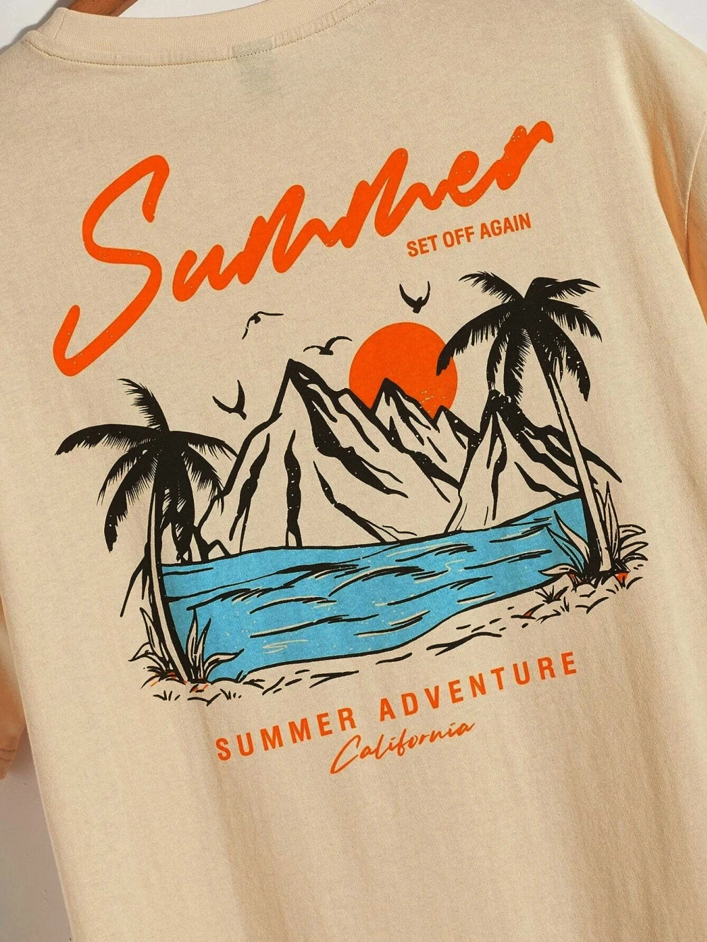 Summer Set Off Again Adventure California Mens T-Shirt Cotton Loose Tee Clothing Fashion Sweat Clothes Oversized Summer Tops