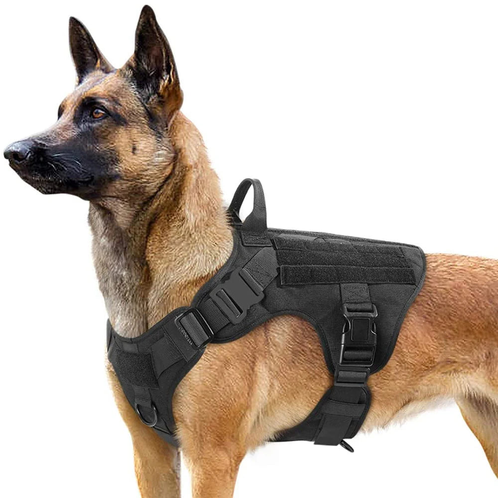 Tactical Dog Harness Leash Collar Set Large Pet German Shepherd Malinois Training Harnesses Walking Vest For Medium Large Dogs