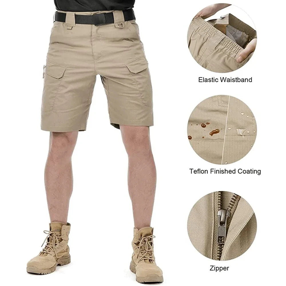 Men's Tactical Shorts With Multi Pockets, Casual Durable WaterproofCargo Shorts For Outdoor Hiking Trekking