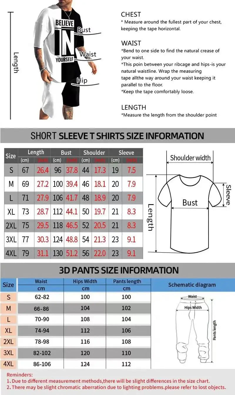 New Men's Suit Tracksuit Jogger Outfit 3D Printed Qeen Summer Vintage Casual Short Sleeve T Shirt+Long Pants  2 Piece Set