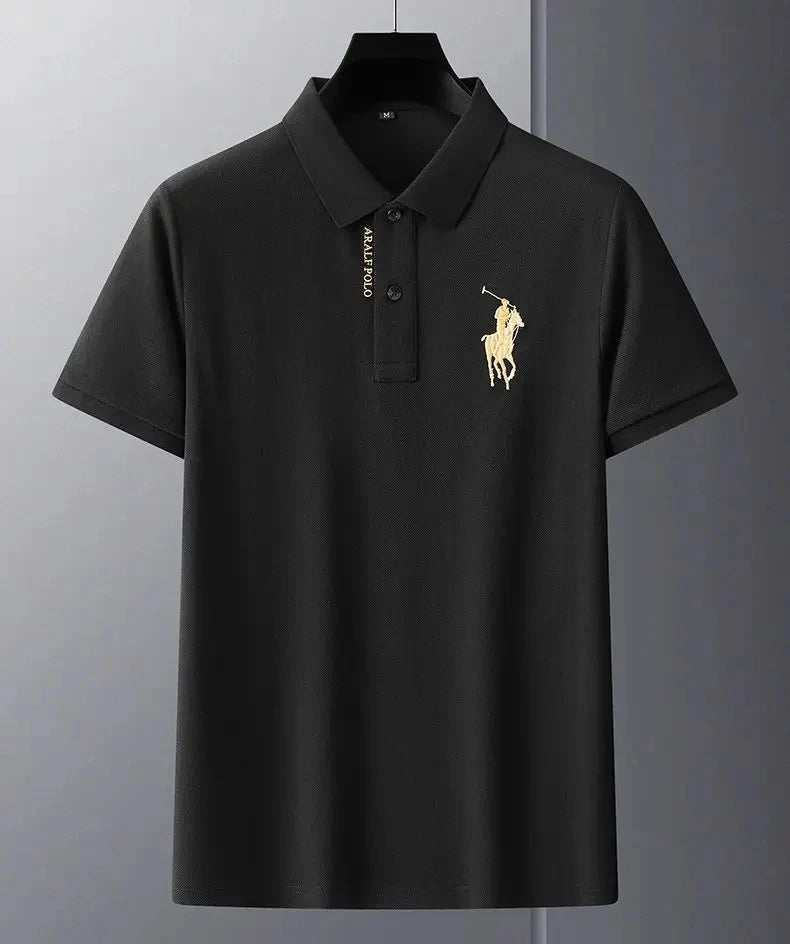 Men's half sleeved embroidered polo shirt, luxurious, fashionable and elegant embroidered T-shirt, 100% pure cotton casual shirt