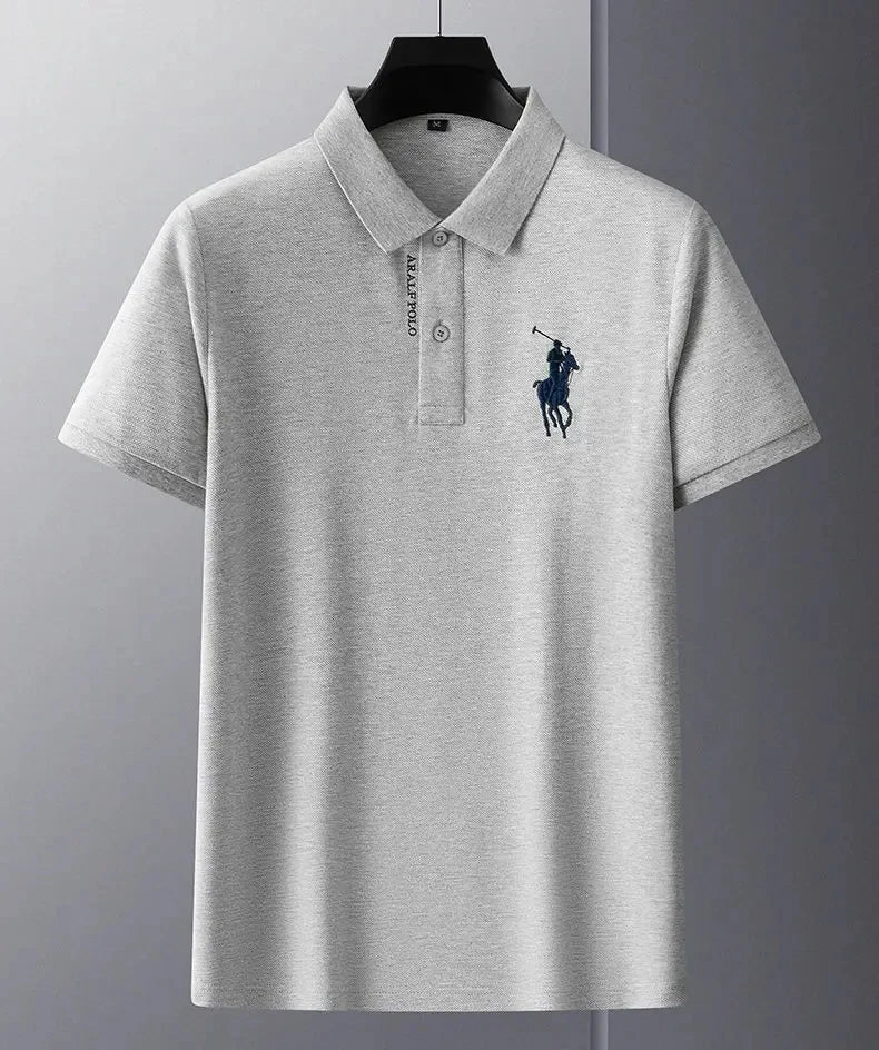 Men's half sleeved embroidered polo shirt, luxurious, fashionable and elegant embroidered T-shirt, 100% pure cotton casual shirt